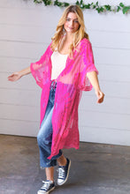 Load image into Gallery viewer, Fuchsia Crochet Lace Scallop Kimono
