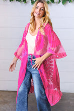 Load image into Gallery viewer, Fuchsia Crochet Lace Scallop Kimono
