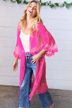 Load image into Gallery viewer, Fuchsia Crochet Lace Scallop Kimono
