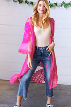 Load image into Gallery viewer, Fuchsia Crochet Lace Scallop Kimono
