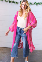 Load image into Gallery viewer, Fuchsia Crochet Lace Scallop Kimono
