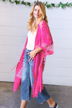 Load image into Gallery viewer, Fuchsia Crochet Lace Scallop Kimono
