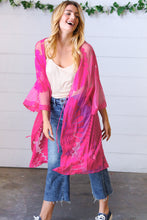 Load image into Gallery viewer, Fuchsia Crochet Lace Scallop Kimono
