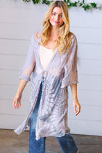 Load image into Gallery viewer, Light Grey Crochet Lace Scallop Kimono
