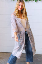 Load image into Gallery viewer, Light Grey Crochet Lace Scallop Kimono
