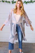 Load image into Gallery viewer, Light Grey Crochet Lace Scallop Kimono
