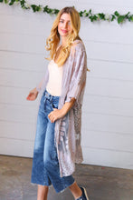 Load image into Gallery viewer, Light Grey Crochet Lace Scallop Kimono
