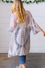 Load image into Gallery viewer, Light Grey Crochet Lace Scallop Kimono
