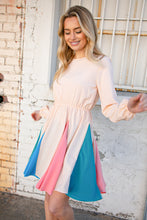Load image into Gallery viewer, Light Peach Color Block Modet Ruffle Flare Midi Dress
