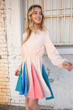 Load image into Gallery viewer, Light Peach Color Block Modet Ruffle Flare Midi Dress
