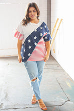 Load image into Gallery viewer, Stars/Stripes American Flag Ribbed Terry Overlock Top
