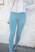 Load image into Gallery viewer, Blue Grey Better Cotton Wide Waistband Pocketed Leggings
