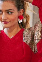 Load image into Gallery viewer, Fuzzy Pom Reindeer Christmas Earrings
