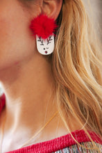 Load image into Gallery viewer, Fuzzy Pom Reindeer Christmas Earrings
