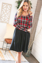 Load image into Gallery viewer, Christmas Plaid Hacci Babydoll Pocketed Swing Dress
