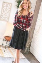 Load image into Gallery viewer, Christmas Plaid Hacci Babydoll Pocketed Swing Dress
