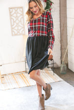 Load image into Gallery viewer, Christmas Plaid Hacci Babydoll Pocketed Swing Dress
