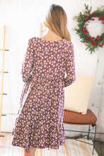 Load image into Gallery viewer, Eggplant Ditzy Floral Button Down Babydoll Dress
