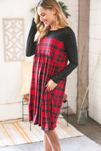 Load image into Gallery viewer, Holiday Plaid Checker &amp; Black Eyelet Twofer Midi Dress
