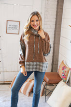 Load image into Gallery viewer, Taupe Two-Tone Bushed Hacci Houndstooth Turtle Neck
