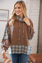 Load image into Gallery viewer, Taupe Two-Tone Bushed Hacci Houndstooth Turtle Neck
