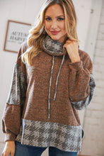 Load image into Gallery viewer, Taupe Two-Tone Bushed Hacci Houndstooth Turtle Neck
