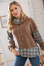 Load image into Gallery viewer, Taupe Two-Tone Bushed Hacci Houndstooth Turtle Neck
