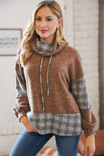 Load image into Gallery viewer, Taupe Two-Tone Bushed Hacci Houndstooth Turtle Neck
