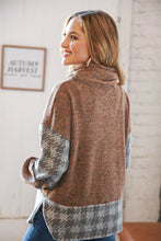 Load image into Gallery viewer, Taupe Two-Tone Bushed Hacci Houndstooth Turtle Neck
