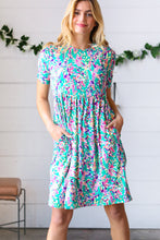 Load image into Gallery viewer, Mint Green Fit &amp; Flare Floral Midi Dressll
