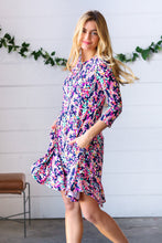 Load image into Gallery viewer, Navy Floral Flare Midi Dress
