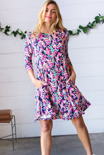 Load image into Gallery viewer, Navy Floral Flare Midi Dress
