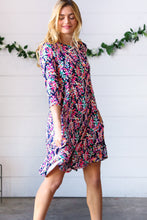 Load image into Gallery viewer, Navy Floral Flare Midi Dress
