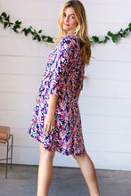 Load image into Gallery viewer, Navy Floral Flare Midi Dress
