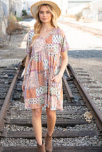 Load image into Gallery viewer, Sage &amp; Taupe Button Dolman Sleeve Boho Pocketed Dress

