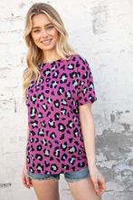 Load image into Gallery viewer, Fuchsia Leopard Print Loose Fit Short Sleeve Top
