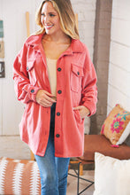 Load image into Gallery viewer, Ash Rose Fleece Flap Button Elbow Patch Pocketed Shacket
