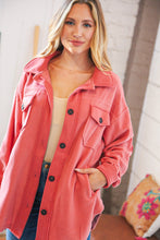 Load image into Gallery viewer, Ash Rose Fleece Flap Button Elbow Patch Pocketed Shacket
