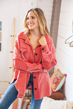 Load image into Gallery viewer, Ash Rose Fleece Flap Button Elbow Patch Pocketed Shacket
