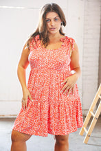 Load image into Gallery viewer, Coral Ditzy Floral Tie Knot Shoulder Tiered Dress
