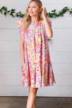 Load image into Gallery viewer, Lilac &amp; Peach Floral Yoke Poplin Woven Dress
