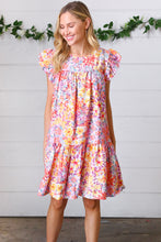 Load image into Gallery viewer, Lilac &amp; Peach Floral Yoke Poplin Woven Dress
