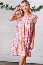 Load image into Gallery viewer, Lilac &amp; Peach Floral Yoke Poplin Woven Dress
