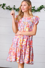 Load image into Gallery viewer, Lilac &amp; Peach Floral Yoke Poplin Woven Dress
