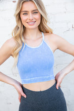 Load image into Gallery viewer, Spring Blue Washed Rib Seamless Cropped Cami Top
