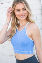 Load image into Gallery viewer, Spring Blue Washed Rib Seamless Cropped Cami Top
