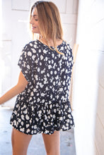 Load image into Gallery viewer, Navy Spotted Leopard Babydoll Woven Blouse
