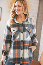 Load image into Gallery viewer, Charcoal Plaid Flannel Button Down Oversized Jacket
