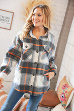 Load image into Gallery viewer, Charcoal Plaid Flannel Button Down Oversized Jacket
