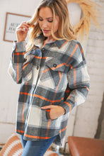 Load image into Gallery viewer, Charcoal Plaid Flannel Button Down Oversized Jacket
